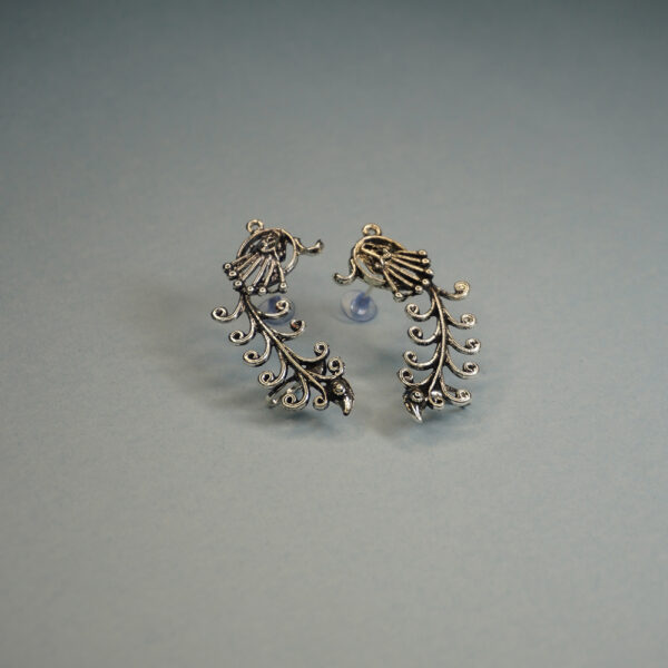 Oxidised Peacock Earring