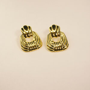 Golden Textured Hoop Earring