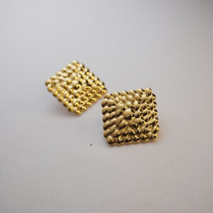 Golden Hammered Flower Earring