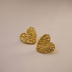 Golden Hammered Heart Earring