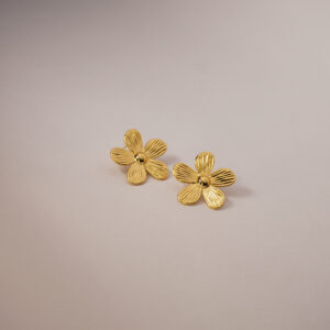 Golden Striped Flower #1 Earring
