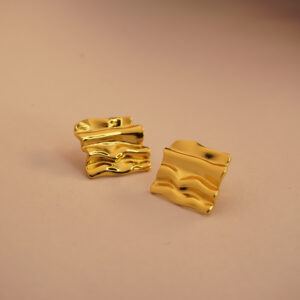 Golden Hammered Chip #1 Earring