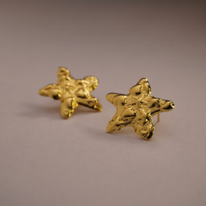 Golden Textured Star Earring