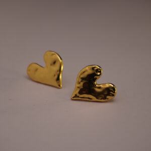 Golden Textured Heart Earring