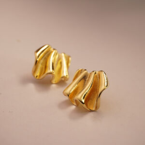Golden Hammered Chip #2 Earring