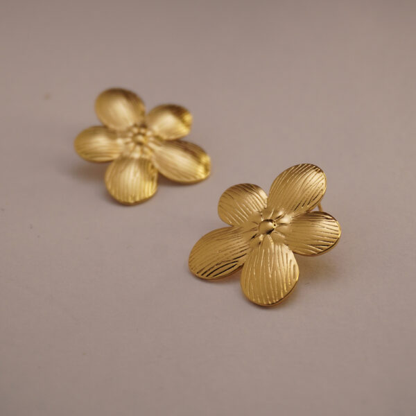 Golden Striped Flower #3 Earring