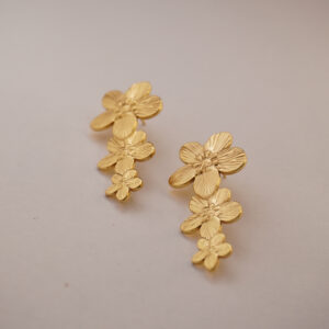 Golden Triple Flower Earring