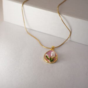 Golden Pink Resin Pearl #1 Necklace