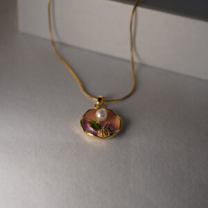Golden Pink Resin Pearl #2 Necklace