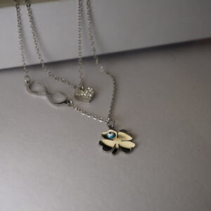 Silver Multicharm Clover Necklace