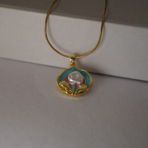 Golden Blue Resin Pearl #1 Necklace