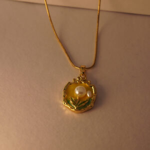 Golden Yellow Resin Pearl Necklace