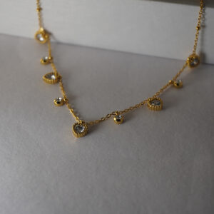 Golden Multi White Stone Necklace