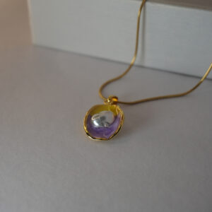 Golden Purple Resin Pearl #1 Necklace