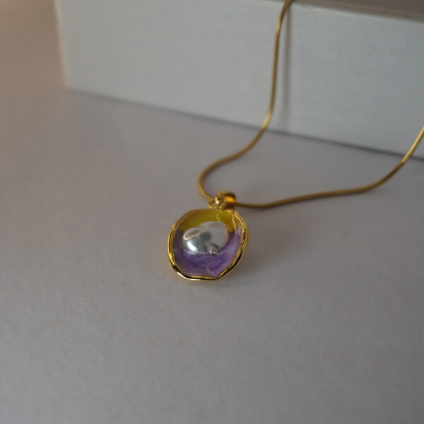 Golden Purple Resin Pearl #1 Necklace