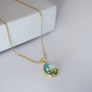 Golden Blue Resin Pearl #2 Necklace