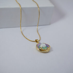Golden Purple Resin Pearl #2 Necklace