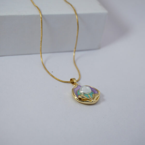 Golden Purple Resin Pearl #2 Necklace