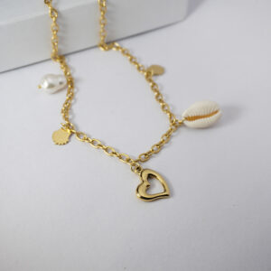 Golden Multicharm Heart Necklace