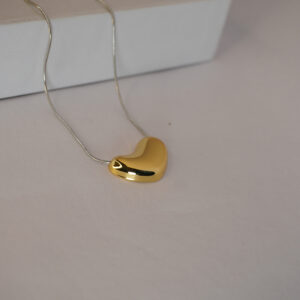 Golden Heart Silver Necklace