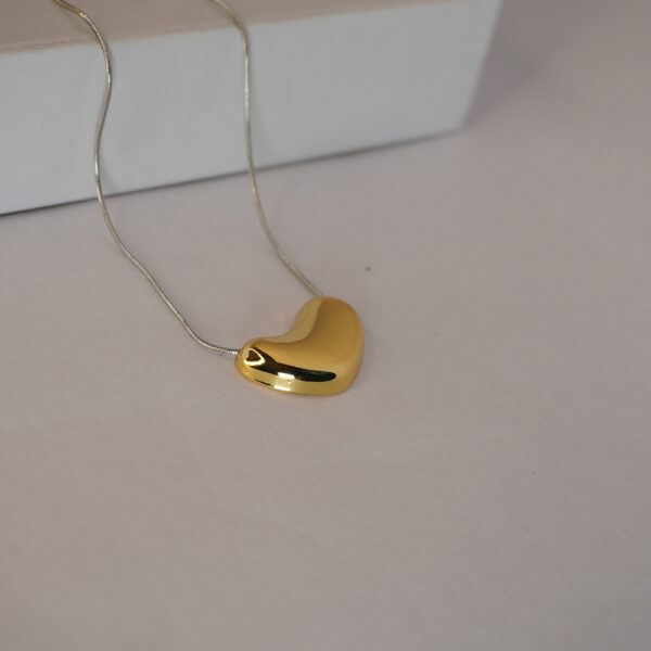 Golden Heart Silver Necklace