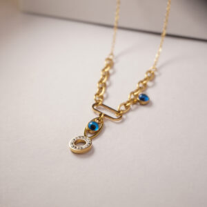 Golden Evil Eye Link Necklace