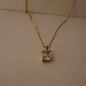 Golden Square Solitaire Necklace
