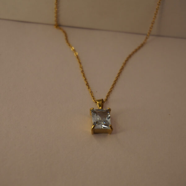 Golden Square Solitaire Necklace