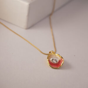 Golden Red Resin Pearl #1 Necklace