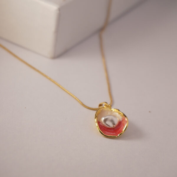 Golden Red Resin Pearl #1 Necklace