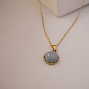 Golden Gray Round Opal Necklace