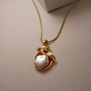 Golden Red Resin Pearl #2 Necklace