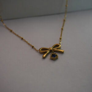 Golden Blue Bow Star Necklace