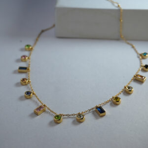 Golden Multicolor Stone Corporate Necklace