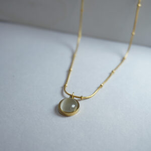 Golden Crystal Round Opal Necklace
