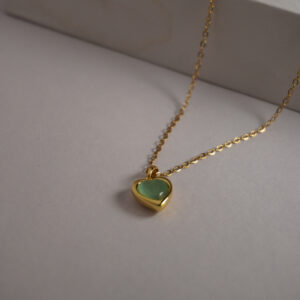 Golden Turquoise Heart Opal Necklace