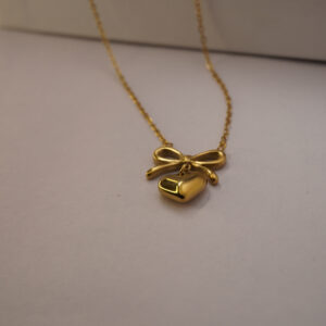 Golden Bow Heart Necklace