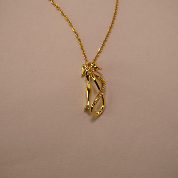 Golden Dancing Couple Infinity Necklace
