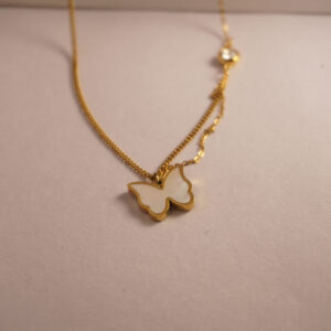 Golden White Butterfly Necklace