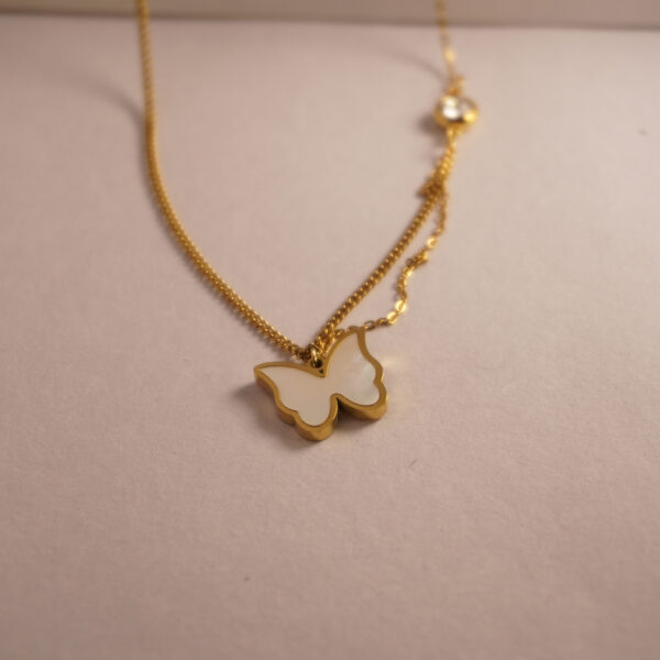 Golden White Butterfly Necklace