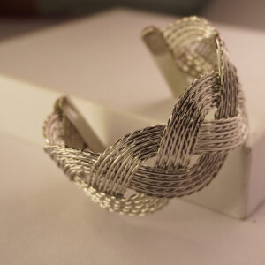 Silver Matted Hand Cuff Bracelet