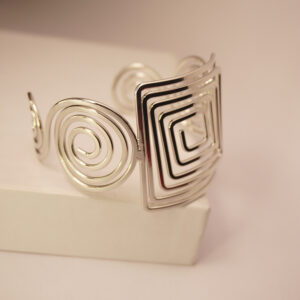 Silver Concentric Hand Cuff Bracelet