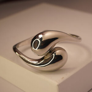 Silver Dual Drop Hand Cuff Bracelet