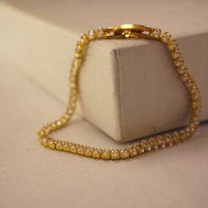 Golden AD Oblong Stone Tennis Bracelet