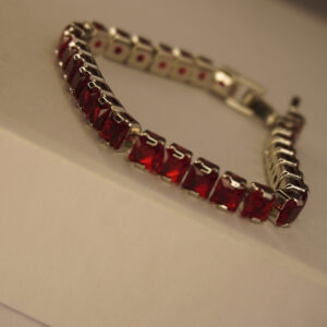 Red AD Square Stone Tennis Bracelet