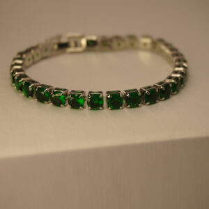 Green AD Round Stone Tennis Bracelet