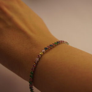 Multicolor AD Oblong Stone Tennis Bracelet