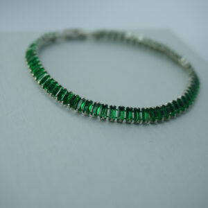Green AD Rectangle Stone Tennis Bracelet