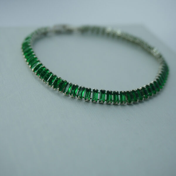 Green AD Rectangle Stone Tennis Bracelet