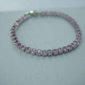 Pink AD Rectangle Stone Tennis Bracelet